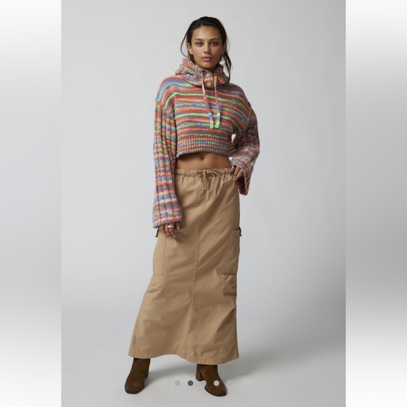 NWT Urban Outfitters Sawyer Hooded Multicolor Pullover Sweater - Picture 3 of 6